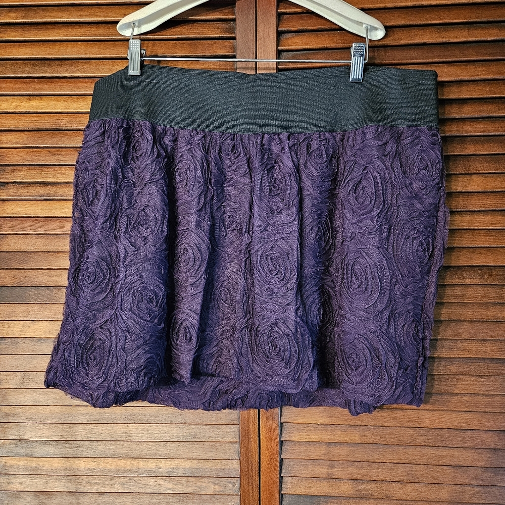 Torrid Vintage Plum Skirt With Gauze Roses 2